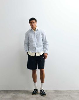 ASOS DESIGN ASOS DESIGN mid length nylon jorts with belt styling in black-Gray