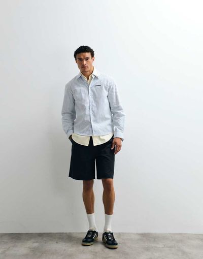 ASOS DESIGN ASOS DESIGN mid length nylon jorts with belt styling in black-Gray