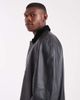 ASOS DESIGN ASOS DESIGN mid length real leather coach jacket in black - 4