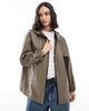 ASOS DESIGN ASOS DESIGN mid length rubberized rain jacket in mushroom-Neutral - 1