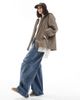 ASOS DESIGN ASOS DESIGN mid length rubberized rain jacket in mushroom-Neutral - 2