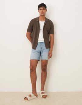 ASOS DESIGN ASOS DESIGN mid length slim denim shorts in light wash blue