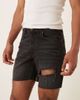ASOS DESIGN ASOS DESIGN mid length slim denim shorts with rips in black - 2