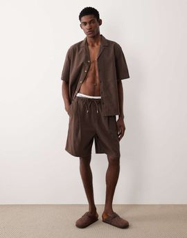 ASOS DESIGN ASOS DESIGN mid length textured jorts in brown - part of a set
