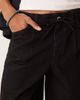 ASOS DESIGN ASOS DESIGN mid length wide denim shorts with tie front in black wash - 3
