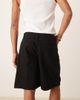 ASOS DESIGN ASOS DESIGN mid length wide denim shorts with tie front in black wash - 4