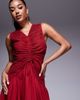 ASOS DESIGN ASOS DESIGN midi dress with ruched bodice and center channel detail in red-pink - 4