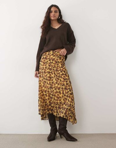 ASOS DESIGN ASOS DESIGN midi skirt in brown floral set-MULTI
