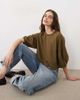 ASOS DESIGN ASOS DESIGN midi sleeve sweat top in olive-Brown - 1
