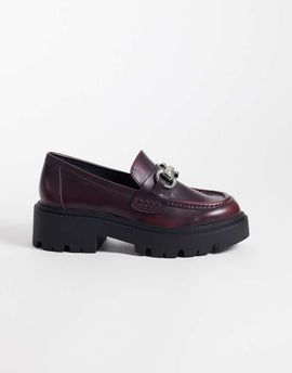 ASOS DESIGN ASOS DESIGN Milan chunky chain loafers in burgundy-Red