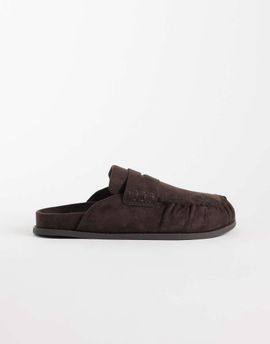 ASOS DESIGN ASOS DESIGN Miller chunky loafer mules in chocolate suedette-Brown
