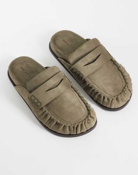 ASOS DESIGN ASOS DESIGN Miller chunky loafer mules in taupe suedette-Neutral