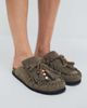 ASOS DESIGN ASOS DESIGN Milo premium fringed mules in olive suede-Green - 3