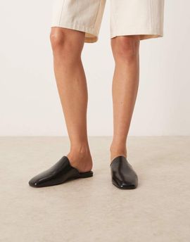 ASOS DESIGN ASOS DESIGN Mimic premium flat mules in black leather