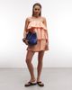 ASOS DESIGN ASOS DESIGN mini bandeau dress with ruffle details in peach-Orange - 3