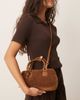 ASOS DESIGN ASOS DESIGN mini bowler crossbody bag in borg with detachable strap in tan-White - 1