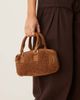 ASOS DESIGN ASOS DESIGN mini bowler crossbody bag in borg with detachable strap in tan-White - 2
