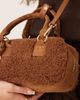 ASOS DESIGN ASOS DESIGN mini bowler crossbody bag in borg with detachable strap in tan-White - 3