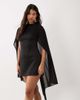 ASOS DESIGN ASOS DESIGN mini dress with sheer cape shoulders in black scuba-style fabric - 4