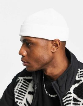 ASOS DESIGN ASOS DESIGN mini fisherman ribbed beanie in white