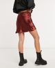 ASOS DESIGN ASOS DESIGN mini high shine satin slip skirt in brown - 2