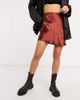 ASOS DESIGN ASOS DESIGN mini high shine satin slip skirt in brown - 4