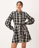 ASOS DESIGN ASOS DESIGN mini shirt dress with belt in black and tan plaid-Multi - 4