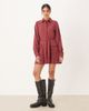 ASOS DESIGN ASOS DESIGN mini shirt dress with belt in deep berry stripe-Multi - 4