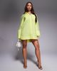 ASOS DESIGN ASOS DESIGN mini shirt dress with wide cuffs and oversized pockets in bright yellow-Green - 1