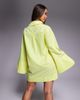 ASOS DESIGN ASOS DESIGN mini shirt dress with wide cuffs and oversized pockets in bright yellow-Green - 4