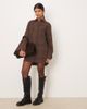ASOS DESIGN ASOS DESIGN mini shirt dress with wide cuffs and oversized pockets in brown plaid-Multi - 1