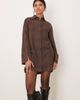 ASOS DESIGN ASOS DESIGN mini shirt dress with wide cuffs and oversized pockets in brown plaid-Multi - 2