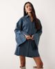 ASOS DESIGN ASOS DESIGN mini shirt dress with wide cuffs and oversized pockets in inky blue-Multi - 1
