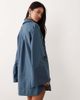 ASOS DESIGN ASOS DESIGN mini shirt dress with wide cuffs and oversized pockets in inky blue-Multi - 4