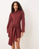 ASOS DESIGN ASOS DESIGN mini shirt dress with wrap front detail in burgundy-Red - 1
