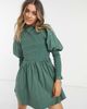 ASOS DESIGN ASOS DESIGN mini skater dress with shirred bodice and cuffs in khaki-Green - 1