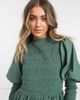 ASOS DESIGN ASOS DESIGN mini skater dress with shirred bodice and cuffs in khaki-Green - 3