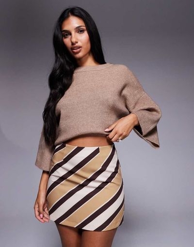 ASOS DESIGN ASOS DESIGN mini skirt in brown stripe