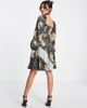 ASOS DESIGN ASOS DESIGN mini tea dress with belt in mixed floral prints-Multi - 3