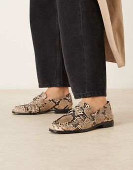 ASOS DESIGN ASOS DESIGN Minnie ruched detail loafers in snake-Multi