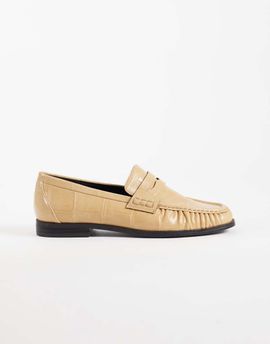 ASOS DESIGN ASOS DESIGN Minnie ruched detailing loafers in caramel croc-Neutral