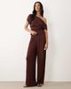 ASOS DESIGN ASOS DESIGN mix & match crinkle shirred wide leg pants in chocolate-Brown - 1