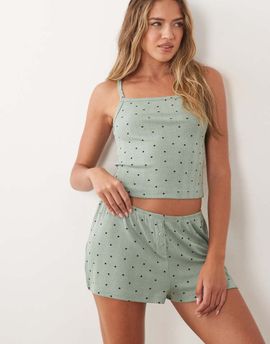 ASOS DESIGN ASOS DESIGN mix & match pointelle pajama shorts in green polka dot print