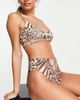 ASOS DESIGN ASOS DESIGN mix and match rib high leg high waist bottom in leopard animal print-Multi - 4