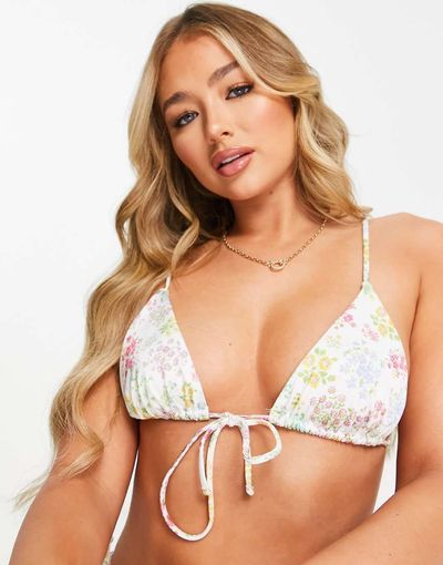 ASOS DESIGN ASOS DESIGN mix and match triangle bikini top in ditsy floral print-Multi