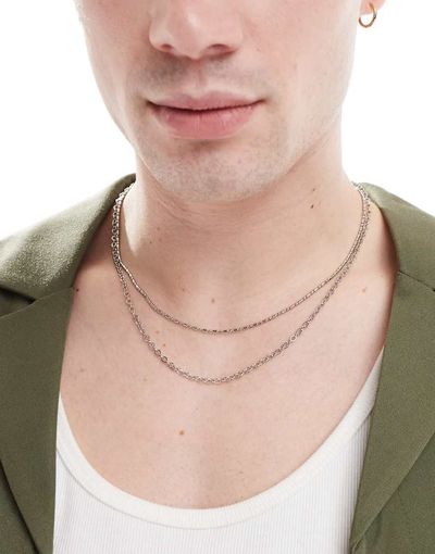 ASOS DESIGN ASOS DESIGN mixed chain 2 pack necklace in silver