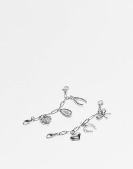 ASOS DESIGN ASOS DESIGN mixed design chain charms for shoes and accessories in silver tone