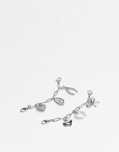 ASOS DESIGN ASOS DESIGN mixed design chain charms for shoes and accessories in silver tone