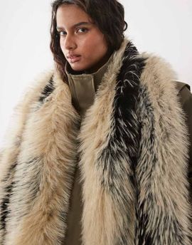ASOS DESIGN ASOS DESIGN mixed faux fur scarf in black with neutral tips