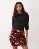 ASOS DESIGN ASOS DESIGN mixed sequin mini skirt in burgundy-RED - 1